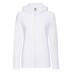 Felpa personalizzata con cappuccio in policotone 280gr Fruit of the Loom LADIES LIGHTWEIGHT HOODED SWEAT JACKET 621500 - Bianco