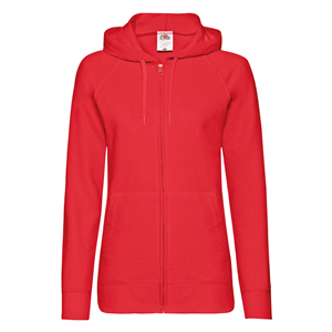 Felpa personalizzata con cappuccio in policotone 280gr Fruit of the Loom LADIES LIGHTWEIGHT HOODED SWEAT JACKET 621500 - Rosso