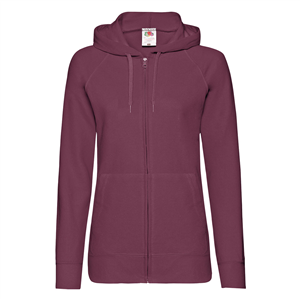 Felpa personalizzata con cappuccio in policotone 280gr Fruit of the Loom LADIES LIGHTWEIGHT HOODED SWEAT JACKET 621500 - Bordeaux