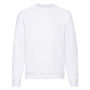 Felpa pubblicitaria da uomo girocollo bianca in policotone 280gr Fruit of the Loom CLASSIC RAGLAN SWEAT 622160-WH - Bianco