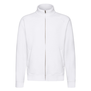 Felpa pubblicitaria da uomo con zip in policotone 280gr Fruit of the Loom PREMIUM SWEAT JACKET 622280 - Bianco