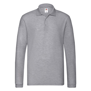 Polo da uomo maniche lunghe in cotone 180gr Fruit of the Loom PREMIUM LONG SLEEVE POLO 633100 - Athletic Heather