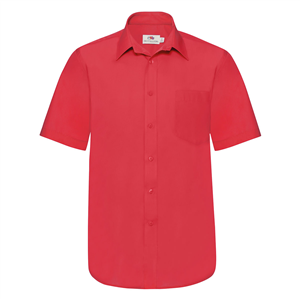 Camicia da uomo Fruit of the Loom SHORT SLEEVE POPLIN SHIRT 651160 - Rosso