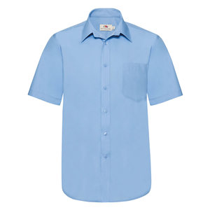 Camicia da uomo Fruit of the Loom SHORT SLEEVE POPLIN SHIRT 651160 - Azzurro Cielo