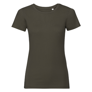 T-shirt personalizzabile da donna in cotone organico 160 gr Russell BAS108F - Oliva Scuro