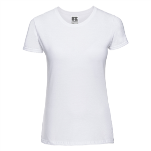 Maglia promozionale donna bianca slim fit in cotone 145 gr Russell SLIM BAS155F-B - Bianco