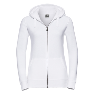 Felpa personalizzabile da donna con cappuccio e zip in cotone-poliestere 280gr Russell  BAS266F - Bianco