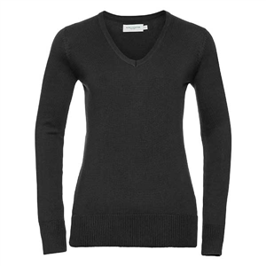 Pullover con scollo a v da donna RUSSELL BAS710F - Nero