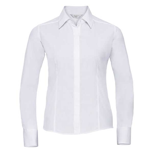 Camicia donna manica lunga in tessuto popeline RUSSELL BAS924F - Bianco