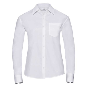 Camicia donna manica lunga in tessuto popeline RUSSELL BAS936F - Bianco