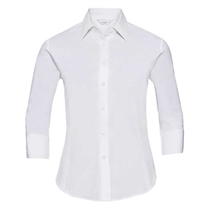 Camicia donna stretch con maniche a 3/4 RUSSELL BAS946F - Bianco