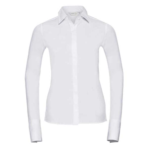 Camicia donna stretch con maniche lunghe RUSSELL BAS960F - Bianco