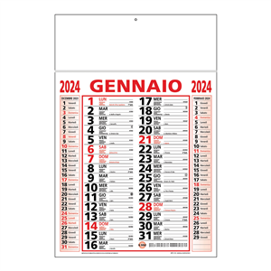 Calendario con testata listellata C1391 - Rosso - Nero
