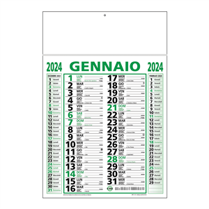 Calendario con testata listellata C1391 - Verde - Nero