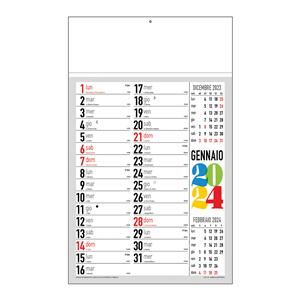 Calendario olandese con anno a colori C1590 - Bianco