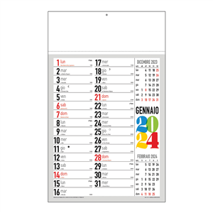 Calendario olandese con anno a colori C1590 - Multicolor