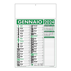 Calendario testata listellata con promemoria C2191 - Verde - Nero