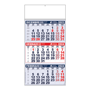 Calendario trittico listellato C3691 - Rosso - Blu