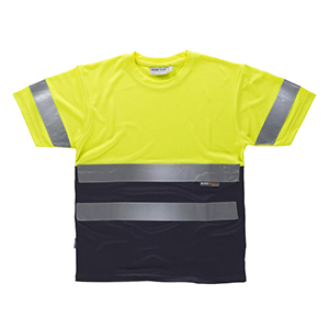 T-shirt alta visibilità WORKTEAM C3941 - Giallo - Blu Navy