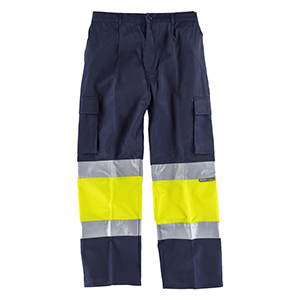 Pantalone alta visibilità WORKTEAM C4018 - Blu Navy - Giallo