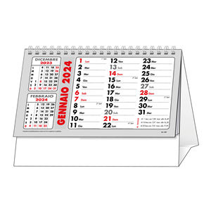 Calendario da tavolo trimestrale C6751 - Rosso - Nero