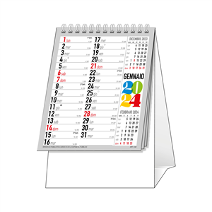 Calendario da tavolo trimestrale con anno a 4 colori C6851 - Multicolor