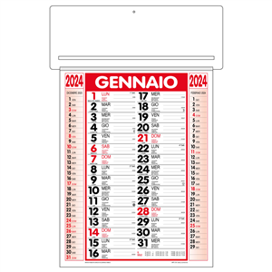 Calendario olandese passafoglio trimestrale CP12 - Rosso - Nero