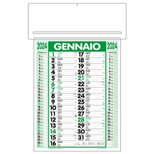Calendario olandese passafoglio trimestrale CP12 - Verde - Nero