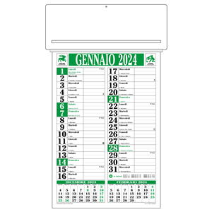 Calendario passafoglio trimestrale CP18 - Verde - Nero