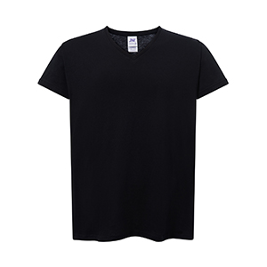 T shirt personalizzabile da donna collo a V in cotone 150gr JHK CURVES V-NECK CURVSPICO - Nero