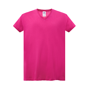 T shirt personalizzabile da donna collo a V in cotone 150gr JHK CURVES V-NECK CURVSPICO - Fucsia