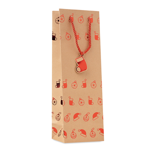 Sacchetto portabottiglie da regalo in carta SPARKLE WINE CX1498 - Rosso