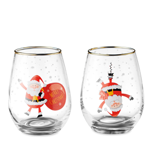 Bicchieri natalizi in vetro set 2 pezzi NOEL CX1501 - Bianco