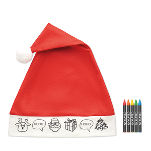 Cappello Babbo Natale personalizzato da bambini con 4 pastelli BONO PAINT CX1505 - Rosso