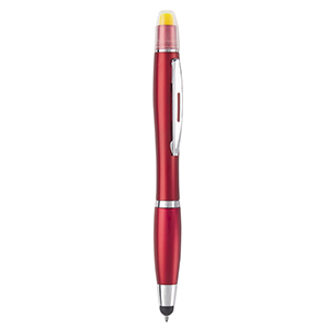 Penna personalizzata con touch e evidenziatore MARKER E19888 - Rosso