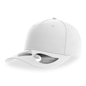 Cappello baseball personalizzato a in poliestere riciclato 5 pannelli Atlantis FIJI FIJC - Bianco