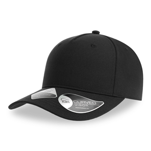Cappello baseball personalizzato a in poliestere riciclato 5 pannelli Atlantis FIJI FIJC - Nero