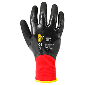 Guanto da lavoro in nylon interamente ricoperto nitrile HDP  GB20 - Nero