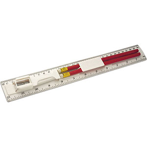 Gadget scrittura con righello e matite PASCALE GV2959 - Bianco