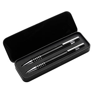 Parure di penne da regalo in alluminio YOLANDA GV3298 - Nero