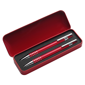 Parure di penne da regalo in alluminio YOLANDA GV3298 - Rosso