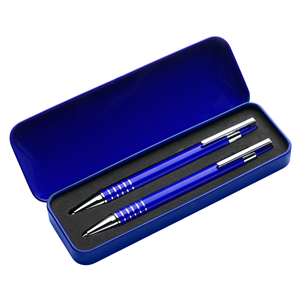 Parure di penne da regalo in alluminio YOLANDA GV3298 - Blu Royal