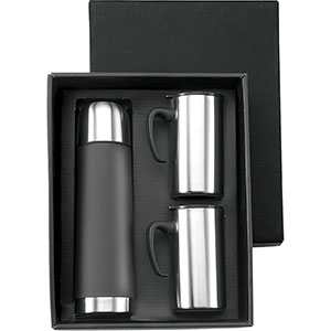 Set regalo con thermos e 2 tazze LUCA GV4666 - Nero