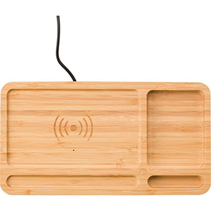 Caricabatterie wireless con organizer da scrivania FAYE GV608329 - Bamboo