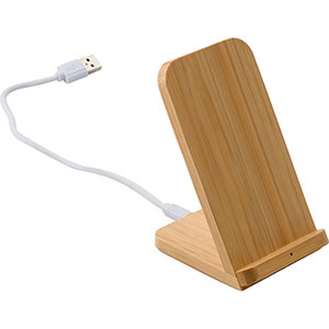 Supporto per smartphone in bamboo con caricabatterie CLAUDIE GV675068 - Bamboo