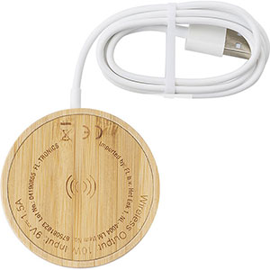 Caricabatterie personalizzato in bamboo wireless RIAZ GV675081 - Bamboo