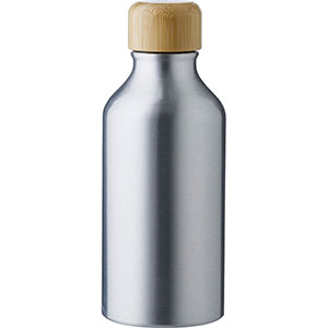 Borraccia di alluminio personalizzata 400 ml tappo bamboo ADDISON GV864840 - Argento