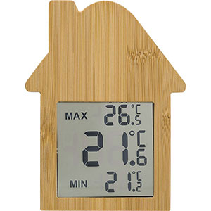 Stazione meteo in bamboo a forma di casa LANE GV966192 - Marrone