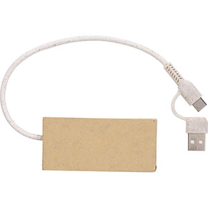 Hub USB in alluminio e carta riciclata con 4 porte PAULO GV976588 - Marrone