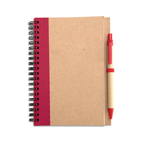 Quaderno a spirale in carta riciclata con penna in cartone SONORA PLUS IT3775 - Rosso